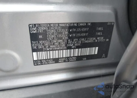 2019 Toyota Rav4 Xle z USA, uszkodzony, nr VIN 2T3W1RFVXKW006546